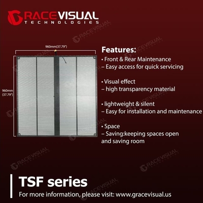 Σειρά TSF ∙ Τελική οθόνη διαφανούς LED P3.9 ∙ 7.8 3840Hz ανανεωτικό ρυθμό, πίνακες 500×1000mm, ιδανικό για οπτικά υψηλής ανάλυσης