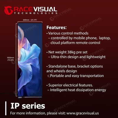 P2.5mm Indoor LED Poster   640x1920mm UHD οθόνη, 3840Hz ανανέωση, Wi-Fi έλεγχο, κινητή στέγη με ράβδο και τροχούς