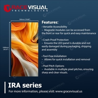 Η σειρά IRA P3.91 Indoor Rental LED Display - 500×1000mm πλήρης έγχρωμη οθόνη με εξαιρετικά υψηλό ποσοστό ανανέωσης 7680Hz για άψογη οπτική απόδοση σε εφαρμογές σκηνών και εκδηλώσεων