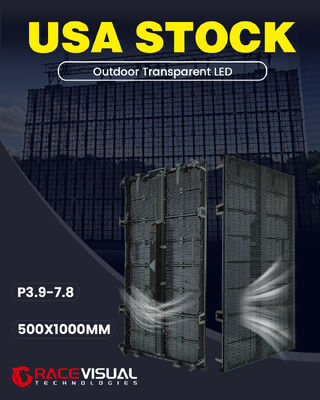 Εξωτερικό Διαφανές LED 3.9-7.8mm πλάτος των εικονοστοιχείων 500x1000mm ντουλάπι 7680hz ανανεωτικό ρυθμό 5000nits φωτεινότητα κατάλληλη για όλα τα είδη εξωτερικών εκδηλώσεων σκηνής